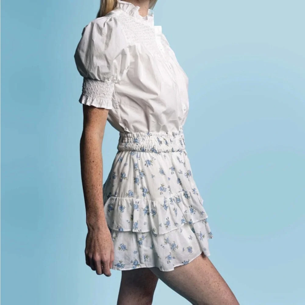 The Shirt By Rochelle Behrens Floral Smocked Mini Skirt